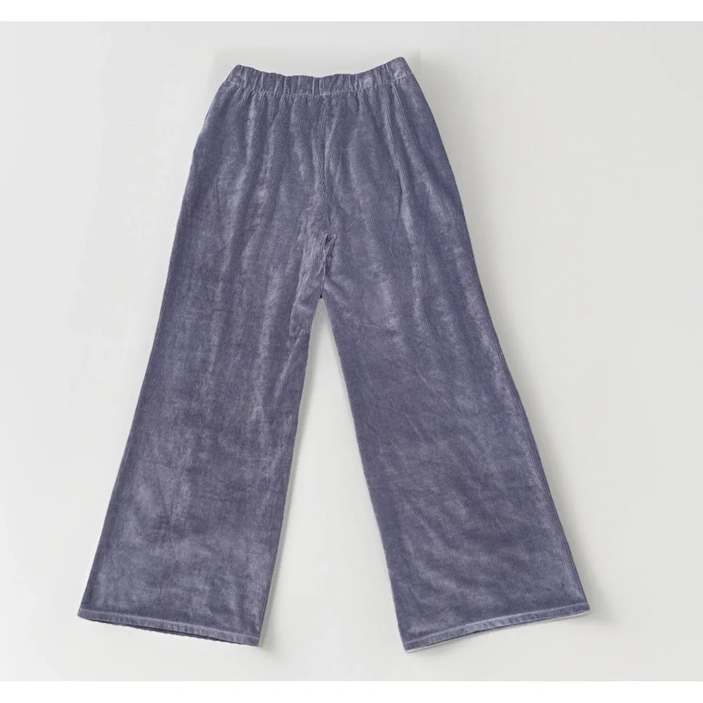 Vuori Haven Wide Leg Pants Women's Size M Blue Azure‎ Soft Ribbed Plush Lounge